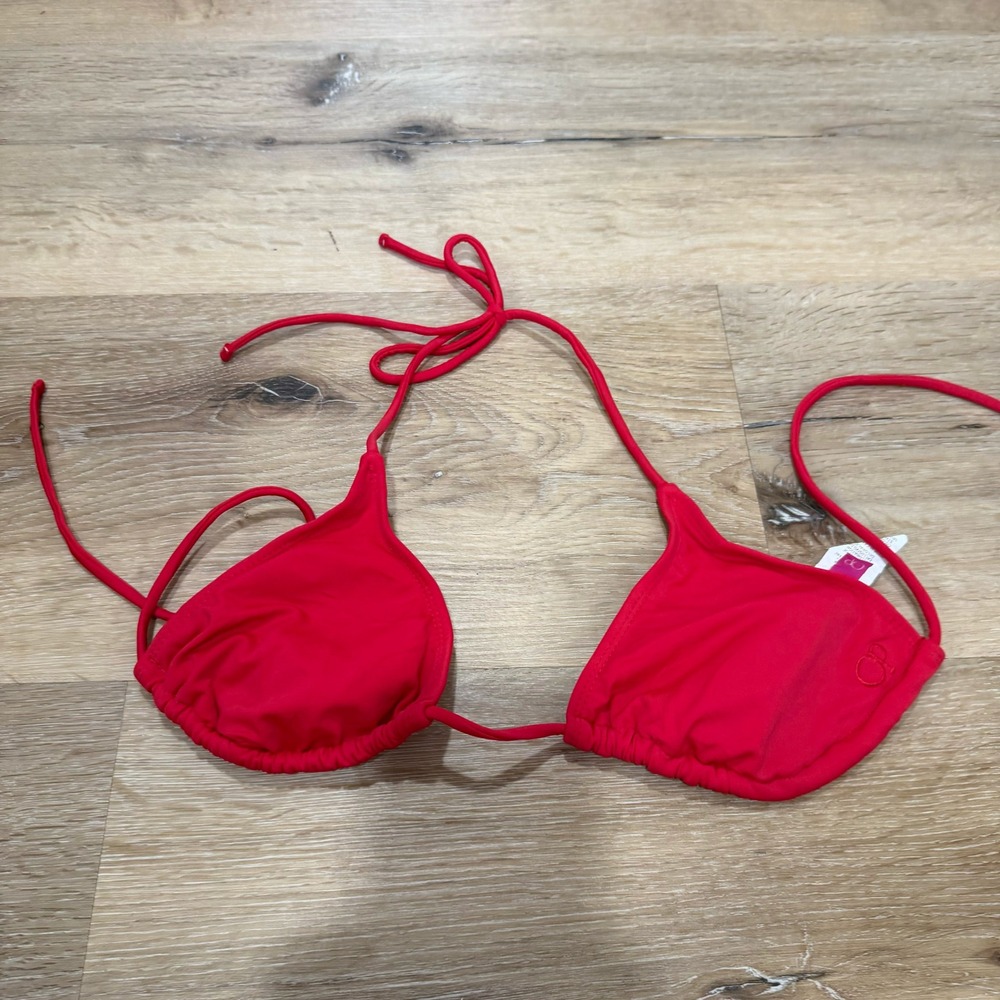 Ocean Pacific OP Red Triangle Bikini Top Womens Size Medium M Halter Swim Top